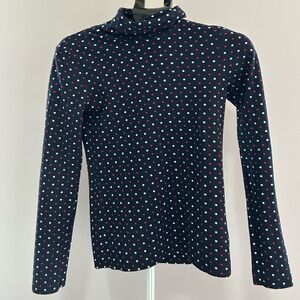 Uniqlo Navy Turtleneck with Red and White Dots